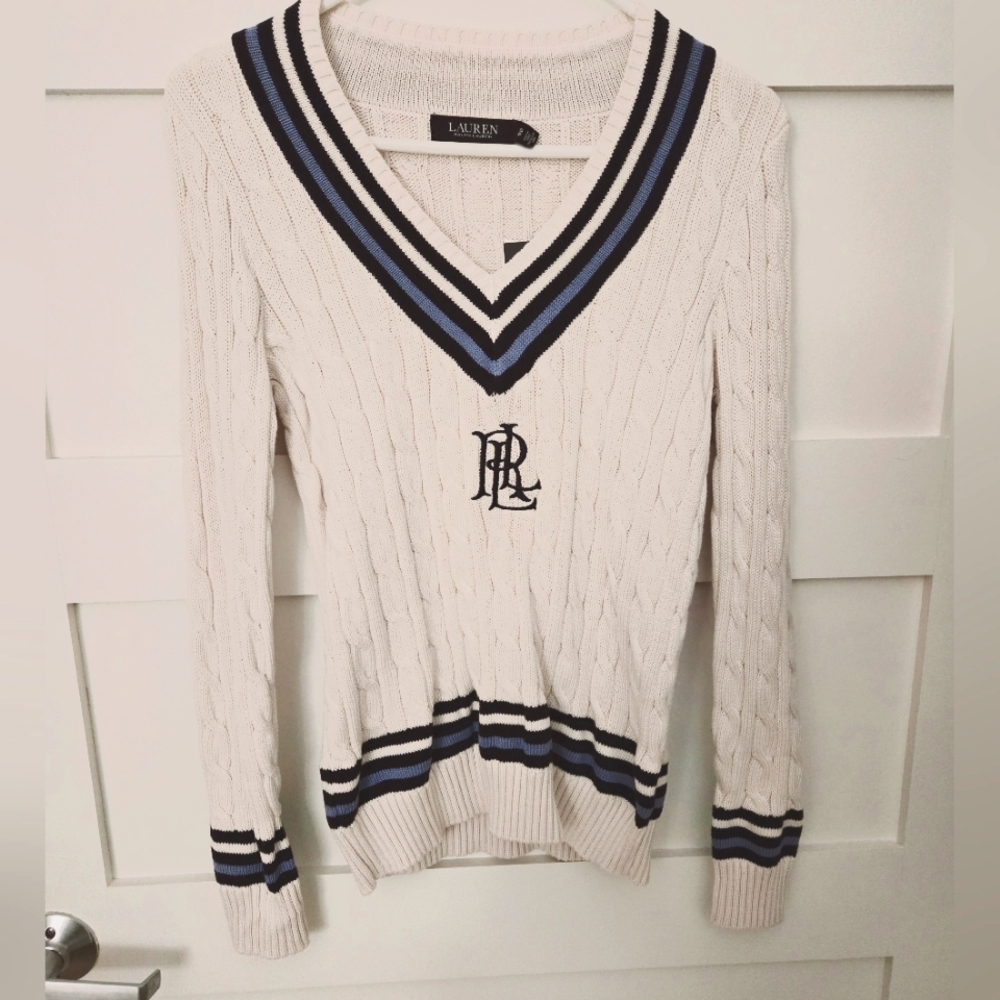 Ralph Lauren LAUREN Oxford V-Neck Sweater (NEW)